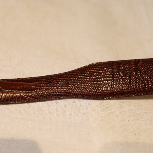 Arden Leather Lizard Embossed Calfskin Belt Brown, Silver hardware size Large - Picture 11 of 16